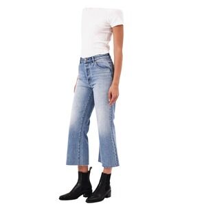 ROLLA'S Women's‎ Jeans Light Wash Denim High Rise Crop Flare Raw Hem Retro